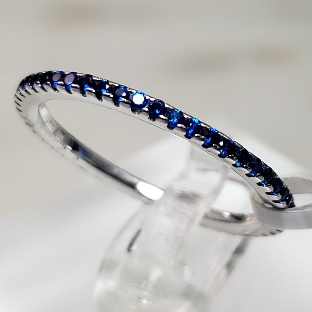 Rhodium Plated Sterling Silver Infinity Sapphire Ring